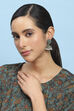 Green Stone-Studded Oxidised Jhumkas image number 3
