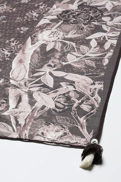 Charcoal Art Silk Printed Scarf image number 1
