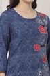 Indigo Blue Floral Printed Straight Kurta image number 1