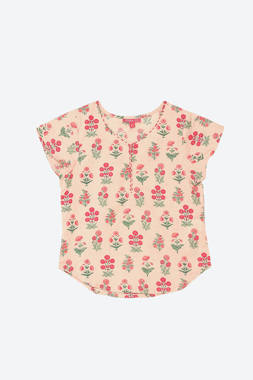 Pink Cotton Printed Top image number 0