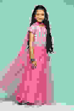 Pink Polyester Short Kurta Printed Suit Set image number 6