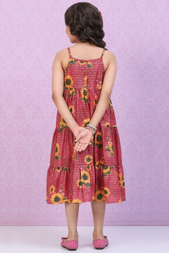 Onion Pink Cotton Tiered Printed Dress image number 4