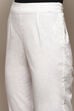 White Cotton Slim Solid Pants image number 1