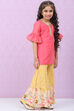 Pink & Yellow Art Silk Straight Kurta Set image number 5