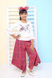 White And Red Cotton Indie Mickey Embroidered Top And Pant Set image number 0