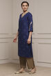 Blue Viscose Rayon Straight Kurta image number 2