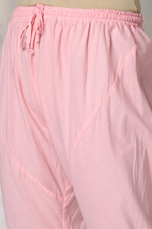 Blush Pink Cotton Double Layered Kurta Churidar Suit Set image number 3