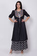 Black And White Cotton Front Open Printed Kurta image number 0