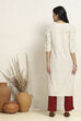 Off-white and Maroon Cotton Printed Unstitched Suit Set image number 5