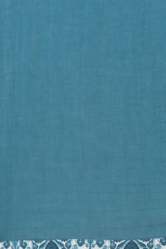 Blue White Cotton Flared Kurta Slim Pant Suit Set image number 2