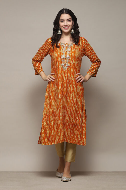 Black Rayon Straight Printed Kurta image number 0