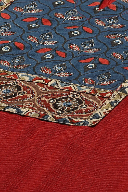 Maroon Cotton Unstitched Suit Set image number 2
