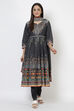 Red Cotton Anarkali Kurta Churidar Suit Set image number 3