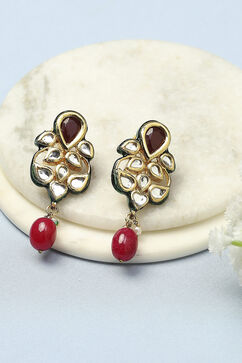 Red Kundan Festive Drop & Danglers image number 0