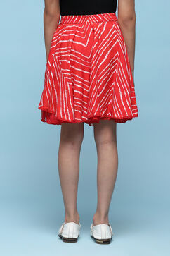Red Rayon Printed Short Skirt image number 4