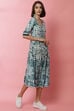 Green A-Line Rayon Printed Dress image number 2