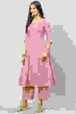 Peach Art Silk Flared 2 Piece Set image number 3