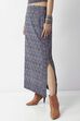 Navy Blue Cotton Printed Skirt image number 3