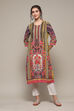 Yellow Polyester Straight Printed Kurta image number 0