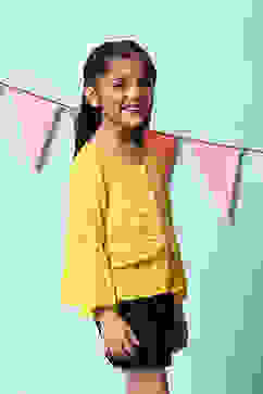 Yellow Cotton Short Top image number 3