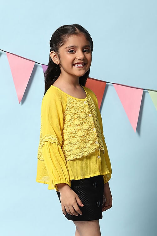 Yellow Cotton Short Top image number 3