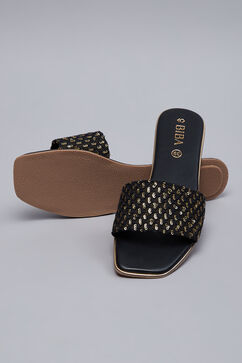 Black Sequin Embellished Slides image number 4