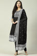 Black Cotton Anarkali Kurta Churidar Suit Set image number 7