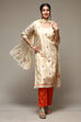 Mustard Chanderi Machine Embroidered Unstitched Suit Set image number 8