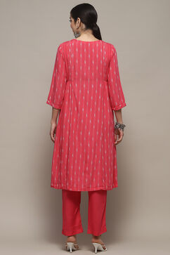 Coral Rayon Gathered Suit Set image number 5