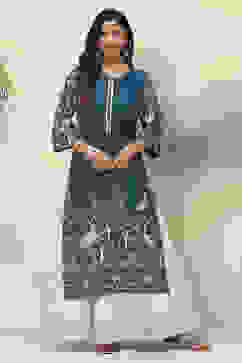 Teal Straight Viscose Kurta image number 5