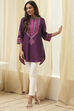 Purple Printed Straight Short Kurta image number 0