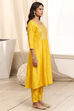 Yellow Polyester A Line Kurta image number 4