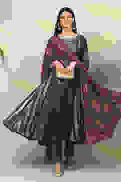 Tea Green Art Silk Kalidar Kurta Palazzo Suit Set image number 0