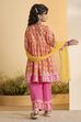Pink Cotton Floral Anarkali Kurta Set image number 4