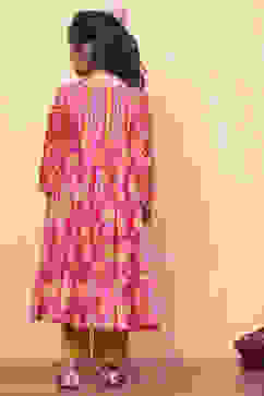 Pink and Yellow Floral Printed Tiered Suit Set image number 4