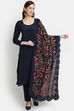Navy Blue Crape Easy Stitch Suit Set image number 0