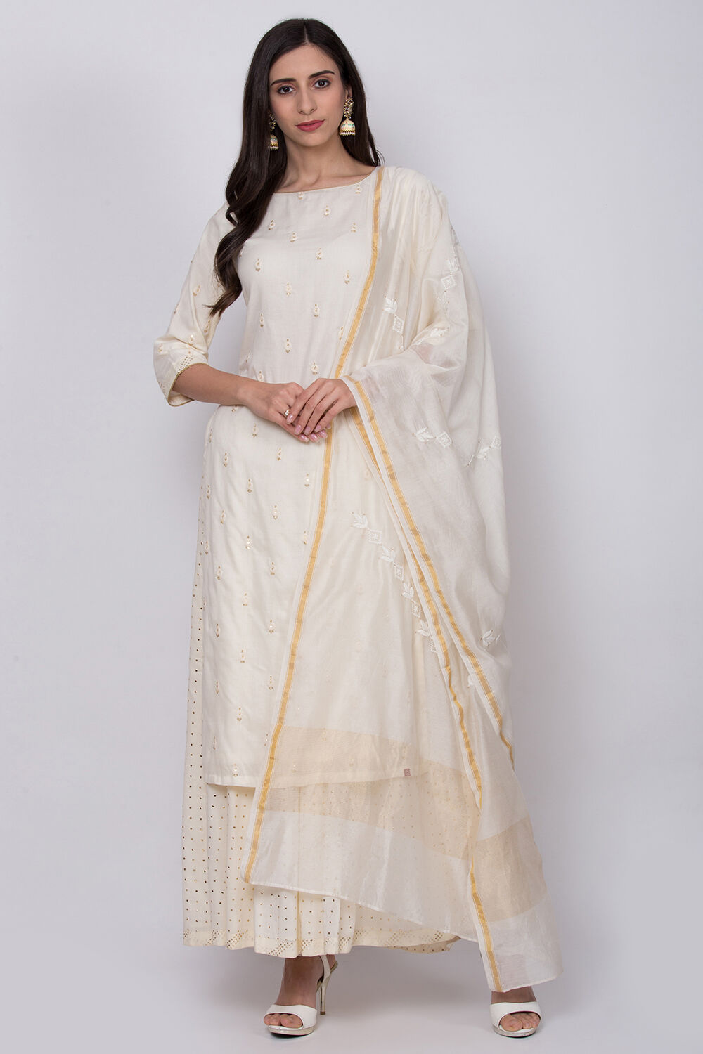 White cotton sharara suit outlet