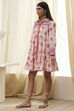 Peach-Colored Cotton  Floral Tiered Dress image number 2