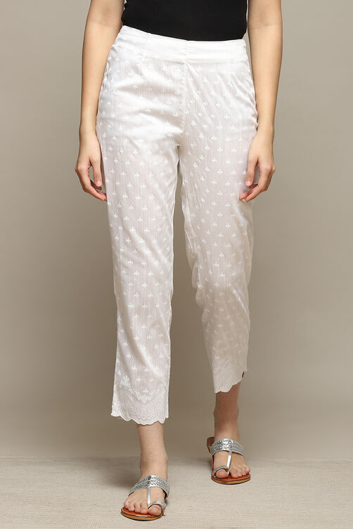 White Viscose Printed Narrow Pant image number 5