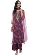 Purple Organza Digital Print Unstitched Suit Set image number 1