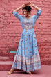 Sky Blue Viscose Tiered Dress image number 7