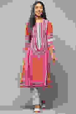 Red Rayon Straight Kurta image number 5