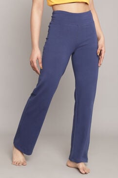 Navy Knitted Cotton Blend Yoga Pants image number 2