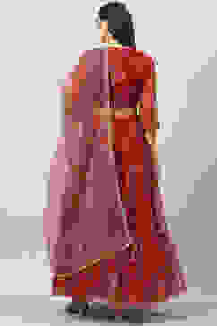 Red Art Silk Lehenga Set image number 4