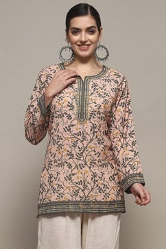 Beige Polyester Straight Kurti image number 2