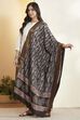 Black Chennur Silk Paisley Printed Dupatta image number 3