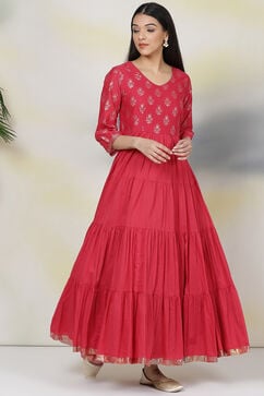 Red Cotton Fusion Dress image number 0