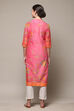 Green Cotton Straight Printed Kurta image number 4