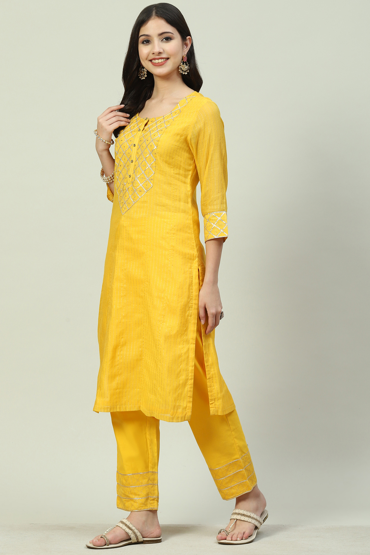 Yellow Art Silk A-Line 2 Piece Set