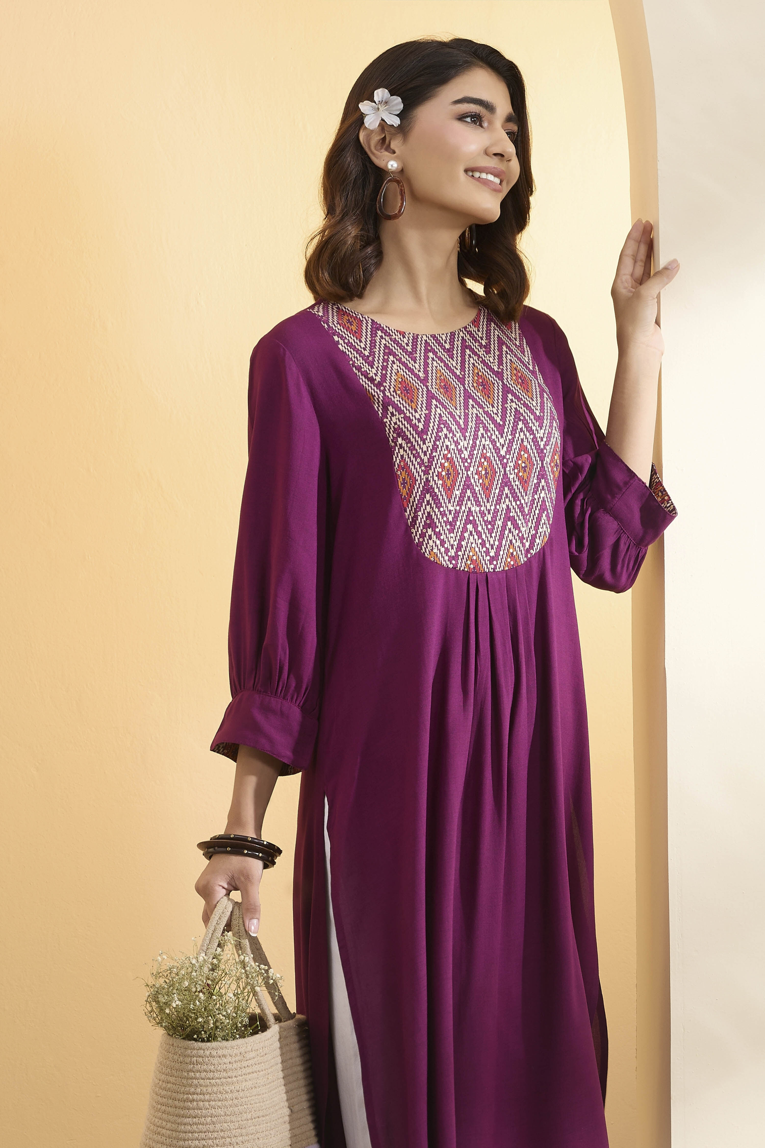 Mustard Viscose Rayon Straight Kurta image number 6
